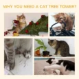 Floor-to-Ceiling Cat Tree with Hammocks and Tunnel – White, 240–260cm