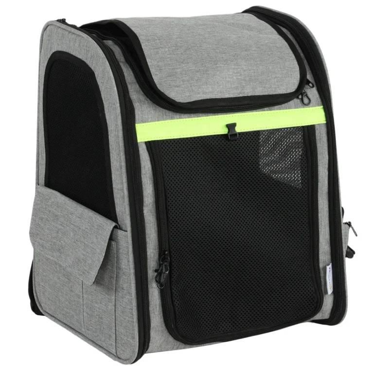 Expandable Pet Backpack with Mesh Doors – Light Grey, 10kg Capacity Expandable Pet Backpack with Mesh Doors – Light Grey, 10kg Capacity