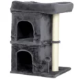 Compact Cat Tower with Two Dens and Wide Top Bed – Dark Grey, 66cm