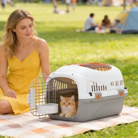 Hard-Shell Pet Carrier with Steel Door &ndash; Light Grey, 49cm &ndash; detail 2