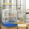 Bird Cage with Perches and Swing – Blue and White, 59cm