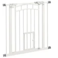 Dog Gate with Cat Door – White, 74–80cm