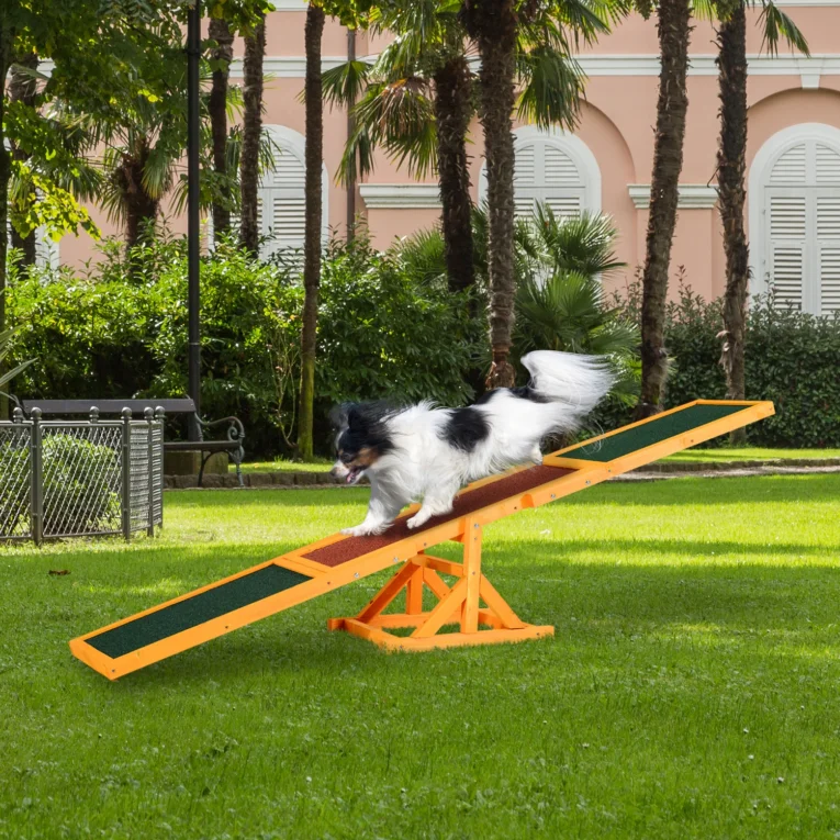 Wooden Dog Agility Seesaw – Natural, Brown and Green
