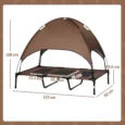 Raised Dog Bed with Canopy – Brown, 122 × 92cm