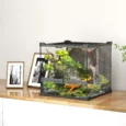 Reptile Glass Terrarium Stone Background 30cm – Black