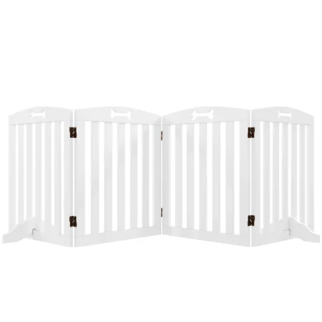 Four-Panel Freestanding Dog Gate – White, 207.5cm