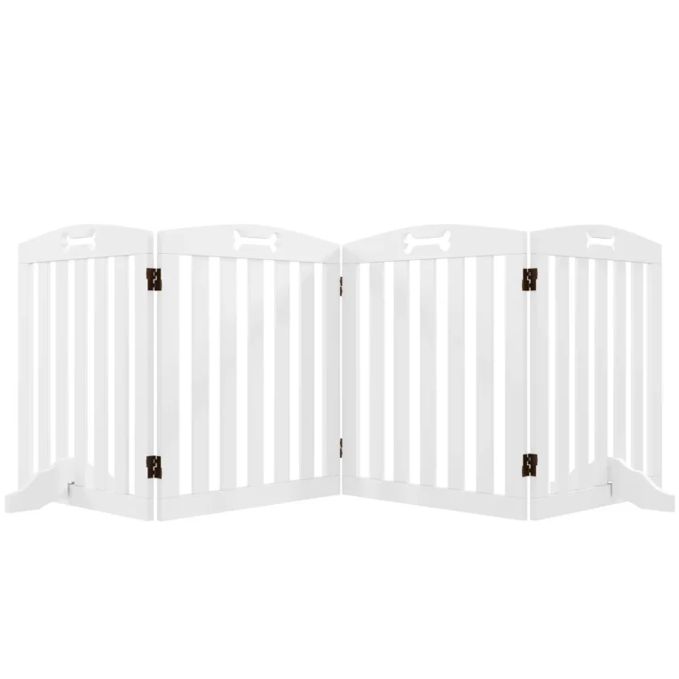 Four-Panel Freestanding Dog Gate – White, 207.5cm Four-Panel Freestanding Dog Gate – White, 207.5cm
