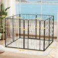 Eight-Panel Steel Dog Playpen with Gate – Black, 100cm High