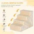Four-Step Pet Stairs with Washable Cover – Beige, 44cm