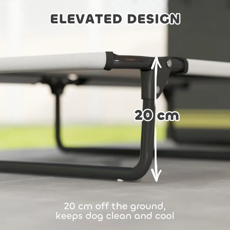 Folding Raised Dog Bed – Light Grey, 107cm