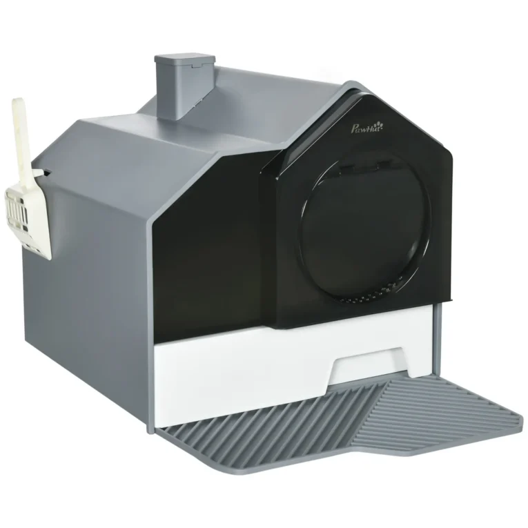 Hut-Style Cat Litter Box with Drawer – Grey