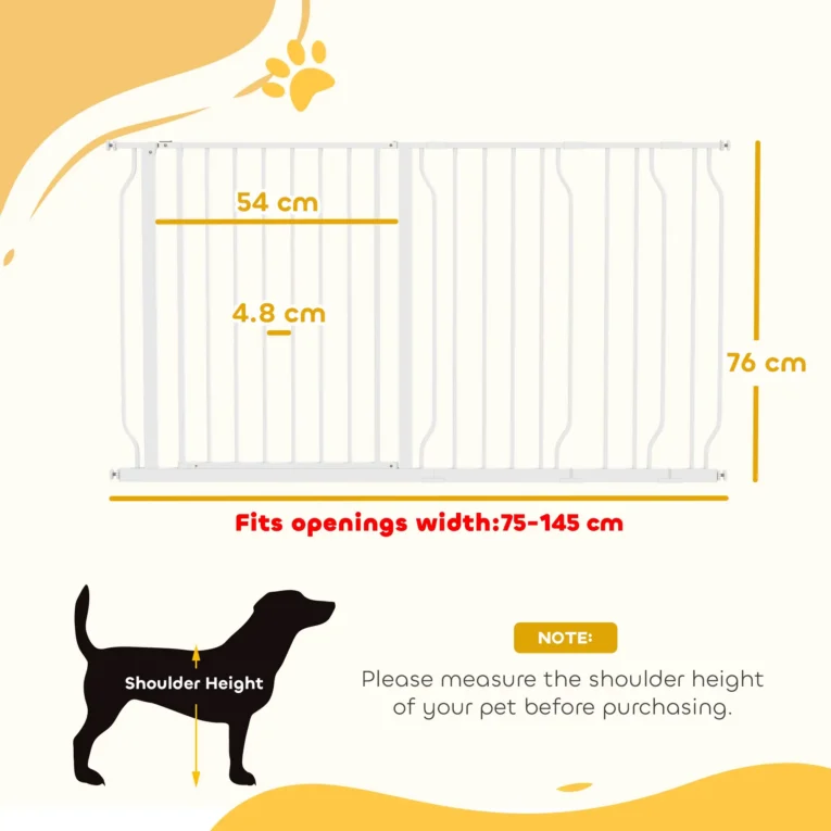 Extra Wide Dog Safety Gate with Door – White