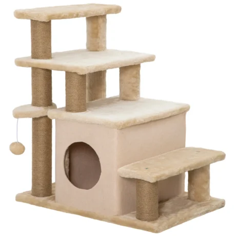 Adjustable Cat Steps with Enclosed Den &ndash; Beige