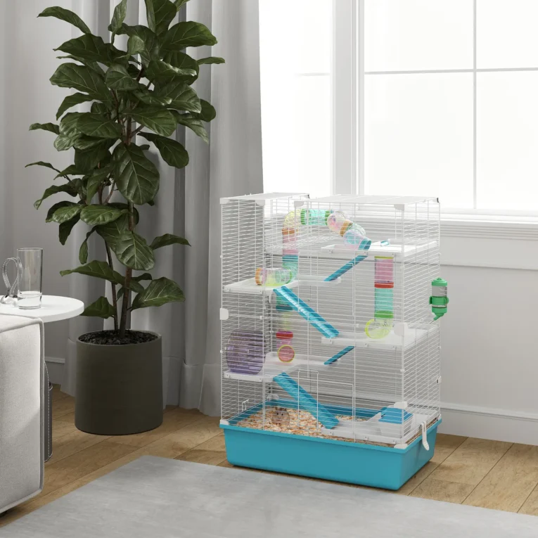 6-Tier Hamster Cage with Tubes and Accessories – Light Blue