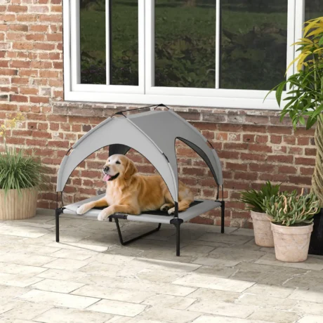 Raised Dog Bed with Canopy &ndash; Light Grey, 91 &times; 76cm &ndash; detail 2