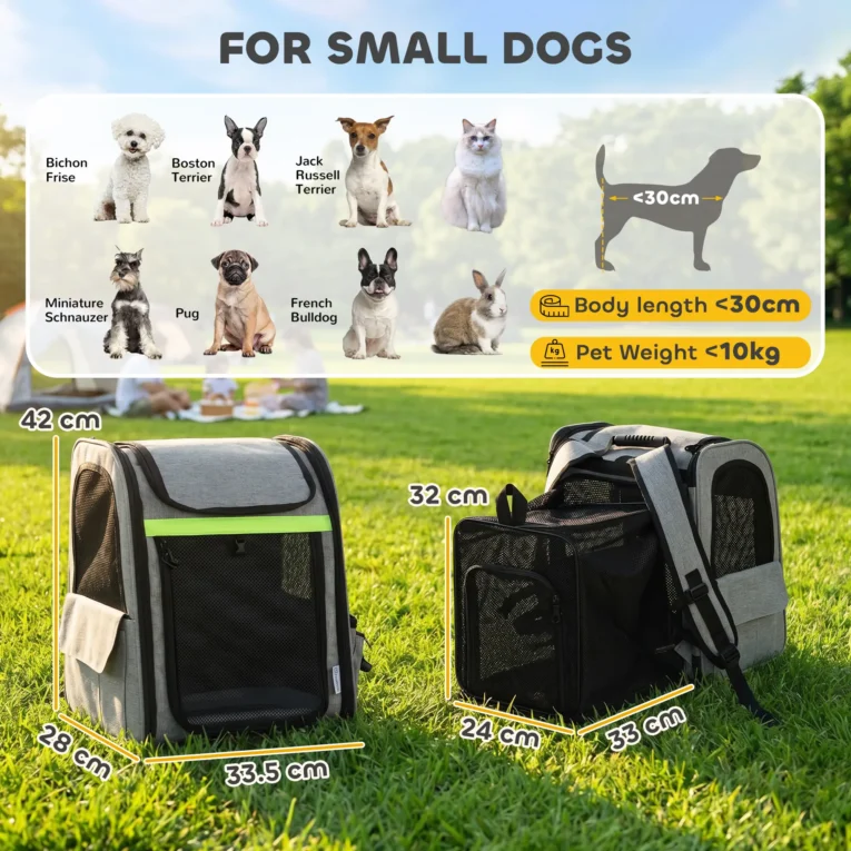 Expandable Pet Backpack with Mesh Doors – Light Grey, 10kg Capacity Expandable Pet Backpack with Mesh Doors – Light Grey, 10kg Capacity