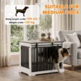 Dog Crate Side Table with Sliding Barn Door – White, 80cm
