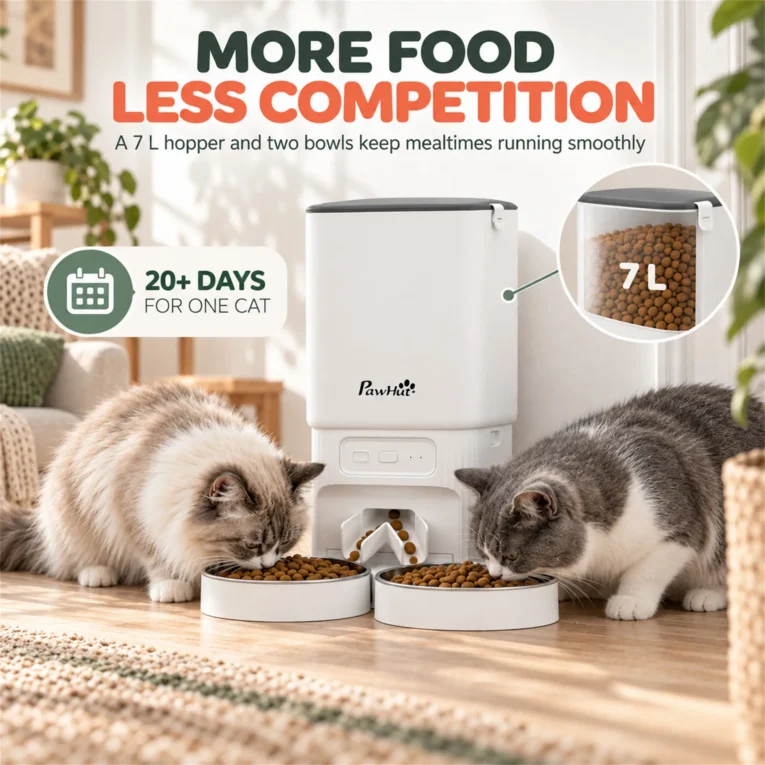 Automatic Cat Feeder 7L WiFi Timer Voice – White