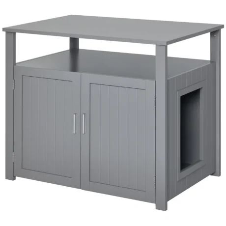 Cat Litter Cabinet with Adjustable Divider – Grey, 76cm