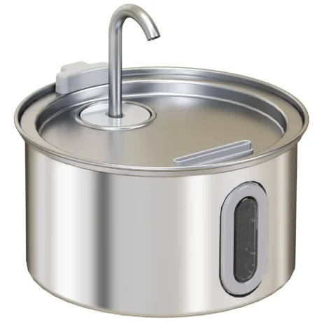 Stainless Steel Cat Drinking Fountain &ndash; 2.5L with Level Window