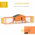 Wooden Rabbit Hutch with Twin Side Runs and Tray – Orange, 309cm