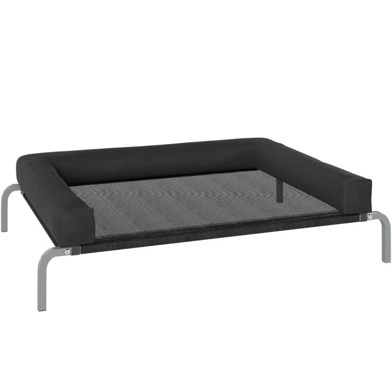 Raised Dog Bed with Removable Bolster – Black, 110cm