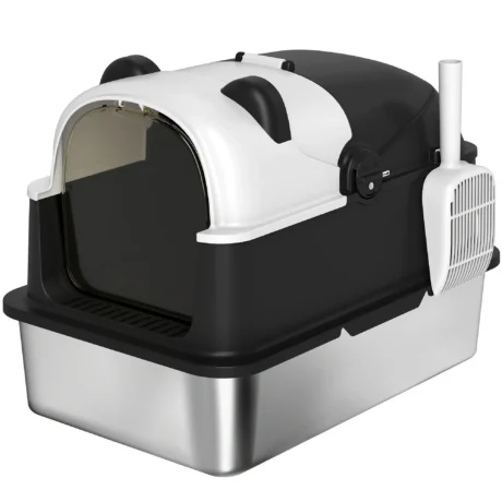 Panda-Style Enclosed Steel Cat Litter Box &ndash; 60cm