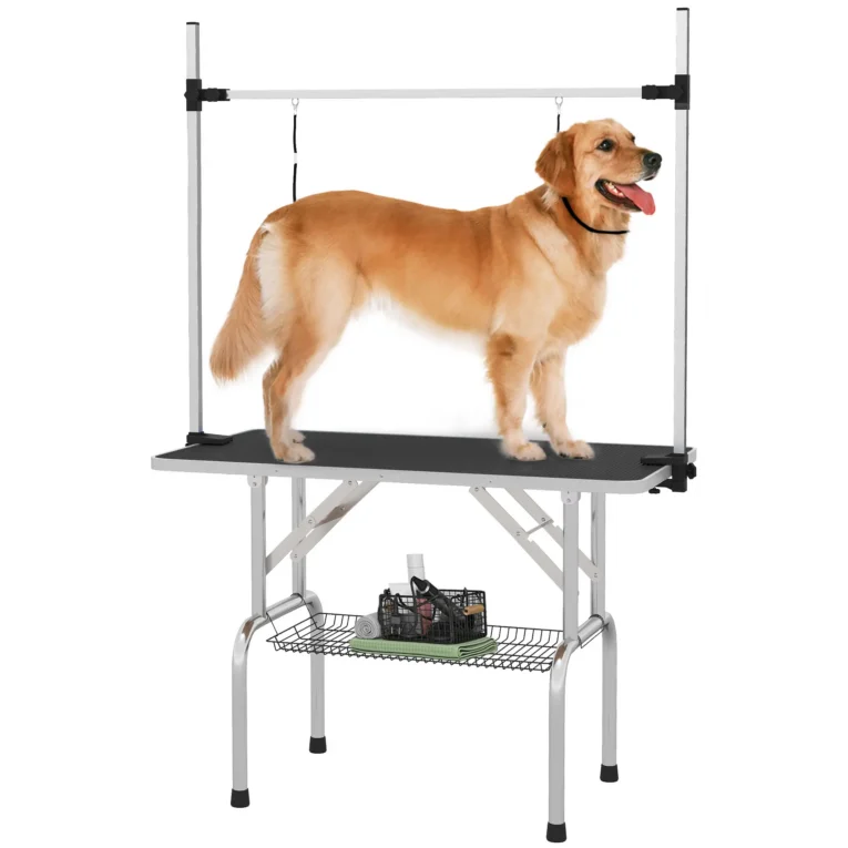 Folding Dog Grooming Table with Adjustable Arm – Black, 107cm