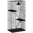 Tall Indoor Cat Enclosure with Hammock and Platforms – Black