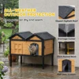 Raised Wooden Cat Shelter with Side Access – Yellow, 74.6cm