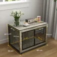 Dog Crate Furniture with Front and Side Doors – Grey, 80cm