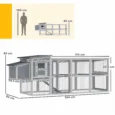 Wooden Chicken Coop with Covered Run and Nest Box – Grey, 264cm