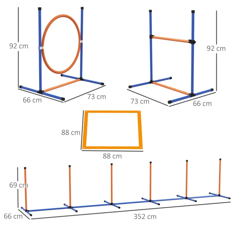 Dog Agility Set with Ring, Hurdle and Weave Poles – Orange