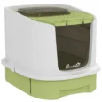 Covered Cat Litter Box with Drawer and Top Access – Green, 52.5cm