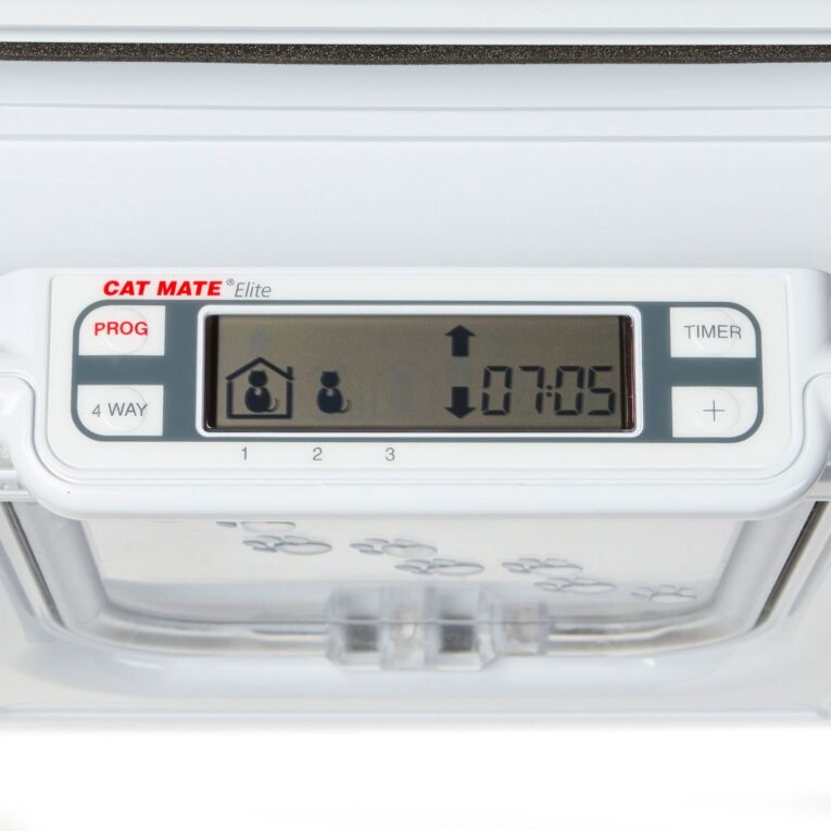 Cat Mate Elite Microchip Cat Flap with Timer – White Cat Mate Elite Microchip Cat Flap with Timer – White
