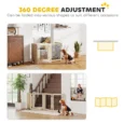 Four-Panel Folding Pet Gate with Door – Oak Tone, 70cm High