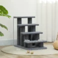 Four-Step Plush Pet Stairs – Grey, 60cm