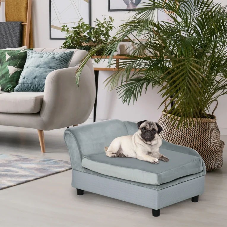 Pet Sofa with Under-Seat Storage – Light Grey, 76cm