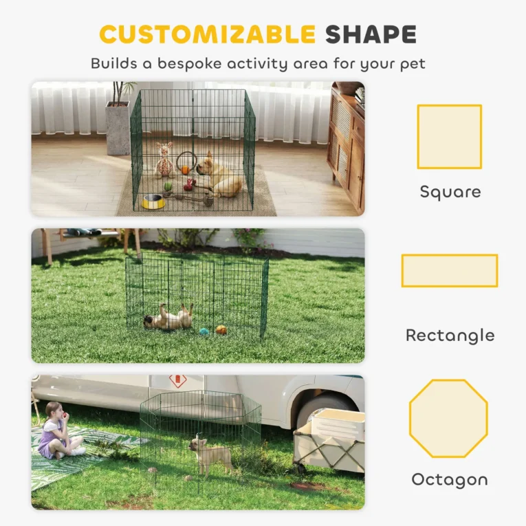 8-Panel Pet Playpen Medium Dogs Indoor Outdoor 80cm – Green 8-Panel Pet Playpen Medium Dogs Indoor Outdoor 80cm – Green