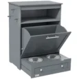 Pet Feeding Cabinet with Pull-Out Bowls – Grey