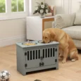 Dog Feeding Cabinet with Latching Doors – Grey, Two 2L Bowls
