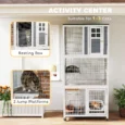 Tall Wheeled Cat Enclosure with Platforms – White and Grey