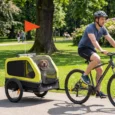 Dog Bicycle Trailer with Fold-Down Ramp – Yellow, 20kg Capacity