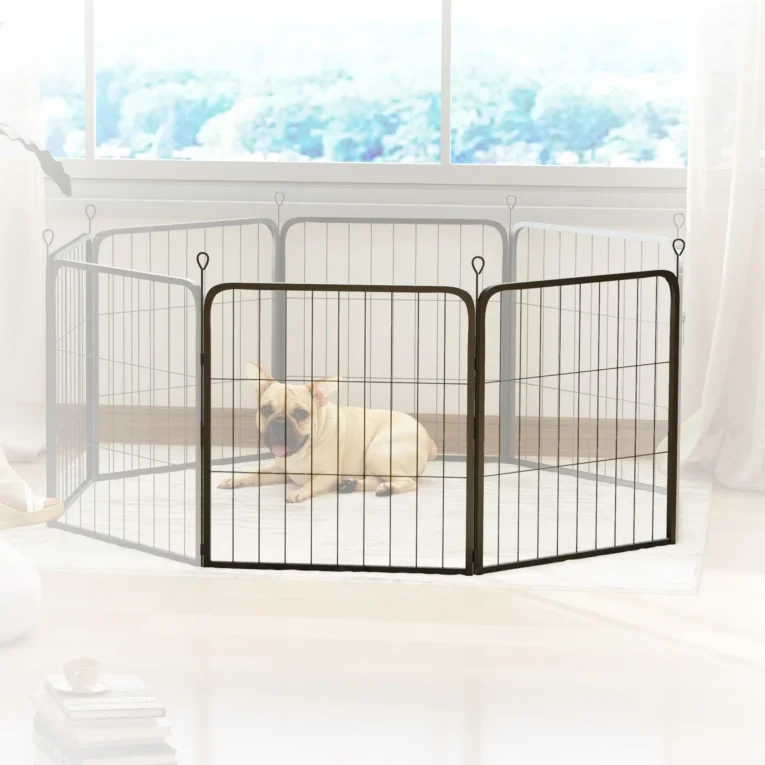 Two-Panel Dog Playpen Extension Pack with Stakes – Black, 60cm High