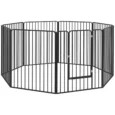 Eight-Panel Steel Dog Playpen with Gate – Black, 100cm High