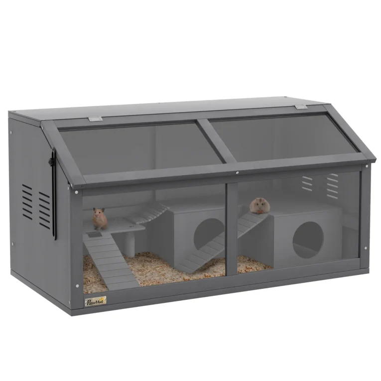 Wooden Hamster Cage with Bridge and Openable Top 85x45x44cm – Grey