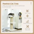 2-Tier Cat Tree with Basket Cushion Sisal Post – Cream White