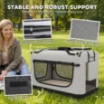 Soft Pet Carrier with Washable Cushion – Light Grey, 90 × 58 × 64cm