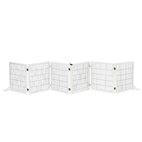 Six-Panel Folding Wooden Pet Gate &ndash; White, 70cm