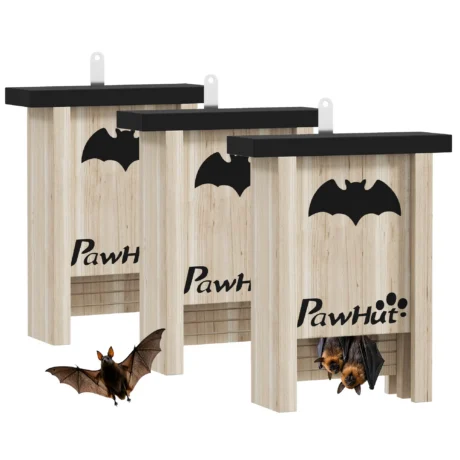 Wooden Bat Boxes with Grooved Landing Pads – Pack of Three, 22.5cm